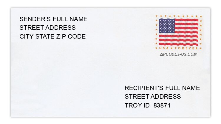 The recipient address information is provided for your reference.