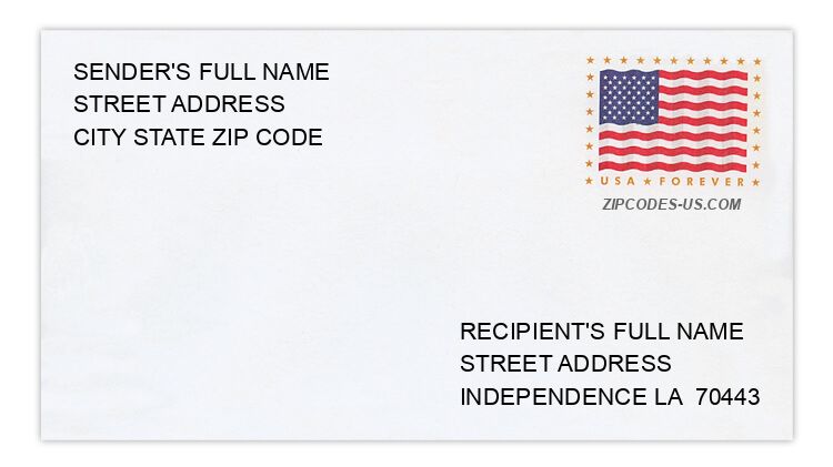 The recipient address information is provided for your reference.