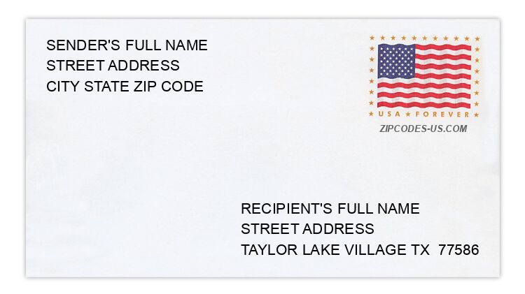 The recipient address information is provided for your reference.